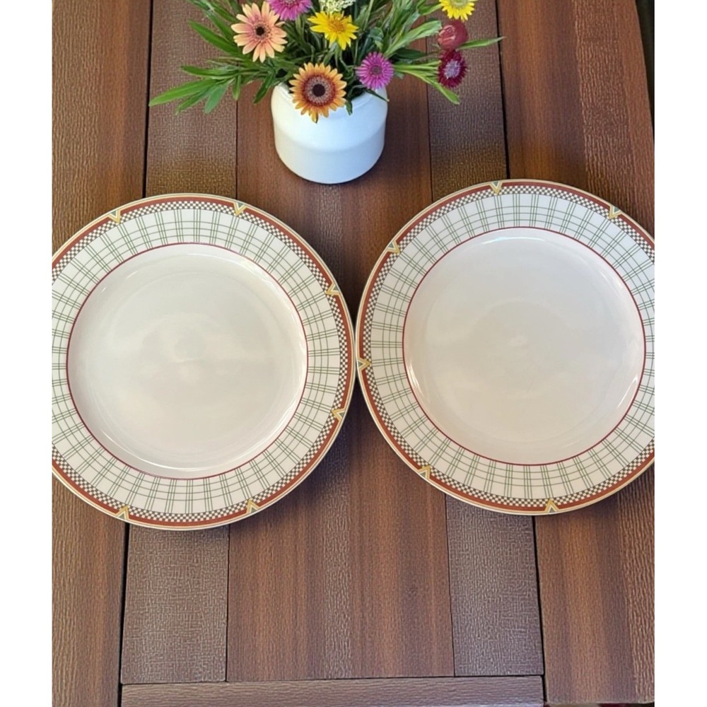 Debbie Mumm Morning Coffee x2 Dinner Plate 11" Sakura Oneida Stoneware 2001